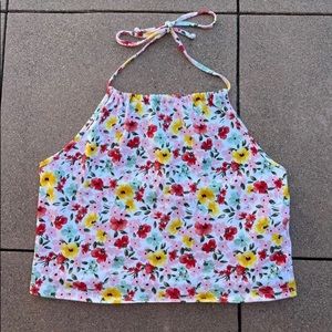 Forever21 Floral Halter Crop Top Size L